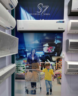 Cortina de porta com divisória de ar para sobrepor